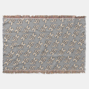 Cat graphic pattern brown grey throw blanket