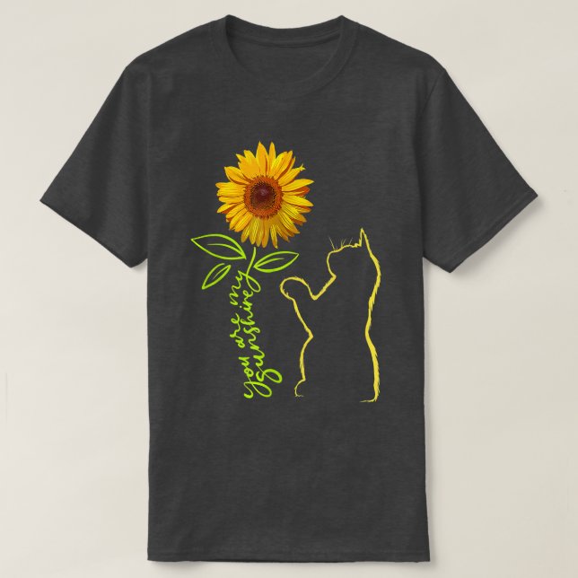 Cat Graphic Tshirts, Cat Sunflower  T, Cat Sunshin T-Shirt (Design Front)
