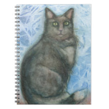 Cat green eyes notepad black kitty gren eyes