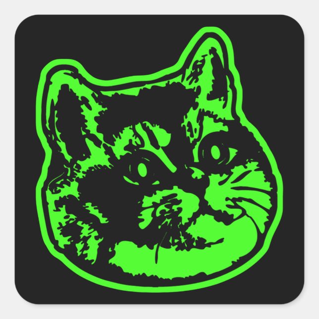 Cat Green Love Breathing Intensifies Square Sticker (Front)