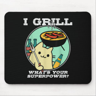 Cat Grilling Superpower Camping Bbq Funny Mouse Pad