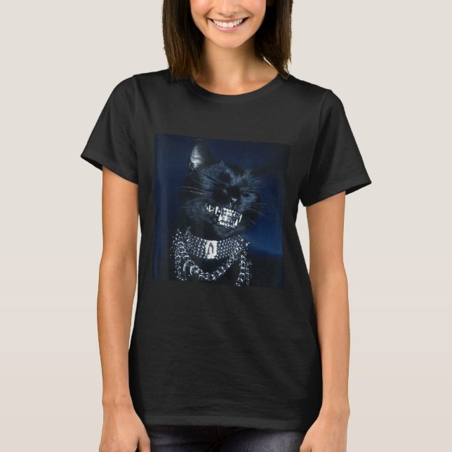 Cat Grillz Funny Kitten Meme Cat Smiling Brain Rot T-Shirt (Front)