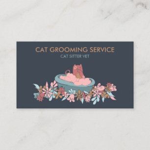 Cat Grooming Service Bath Cute Business Card