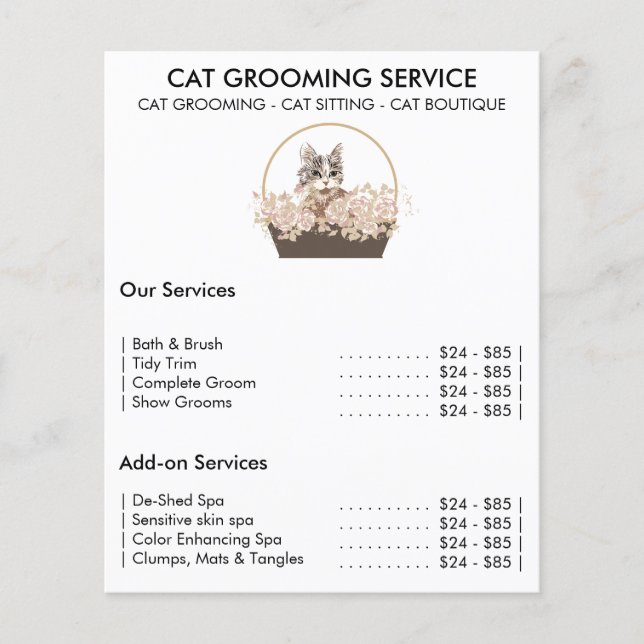 Cat grooming service minimal flyer (Front)