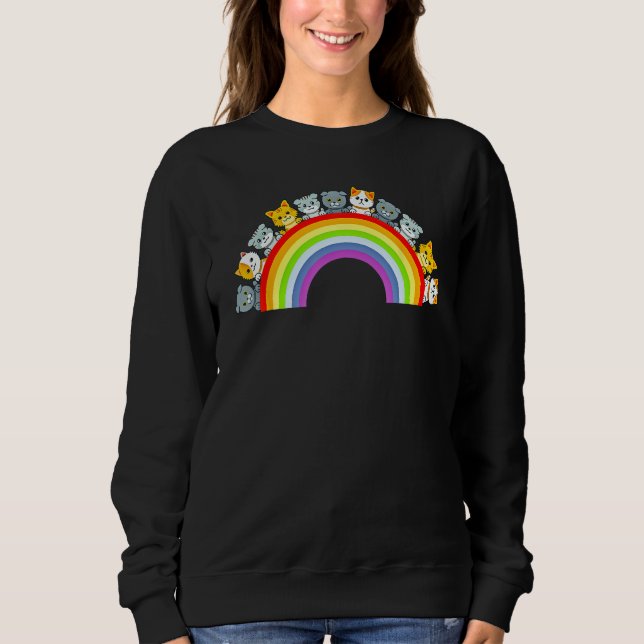 Cat Group Rainbow Cat Lover Funny Sweatshirt (Front)