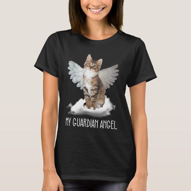 cat guardian angel wing cloud present T-Shirt (Front)