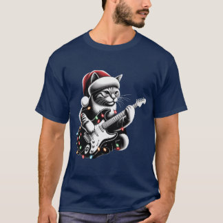 Cat Guitar Player Graphic T-Shirt