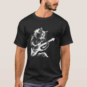 Cat Guitarist Guitar - Chinchilla Dad Mum T-Shirt