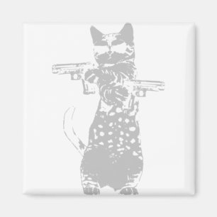 Cat - gun kitty funny cat magnet