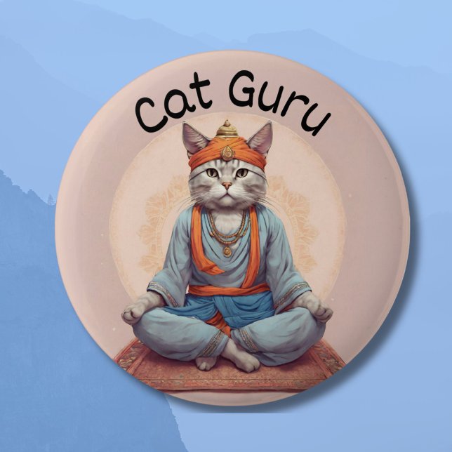 Cat Guru Yoga Master Meditation mindfulness zen 6 Cm Round Badge (Creator Uploaded)