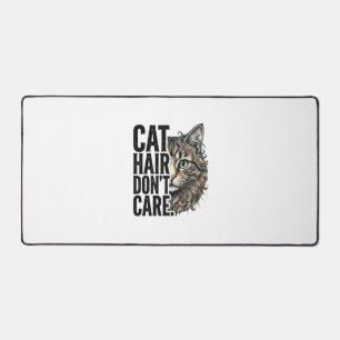 Cat Hair Don’t Care Vintage Engraving Cat Shirt De Desk Mat