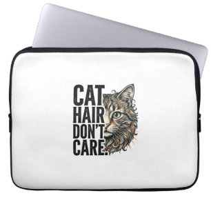 Cat Hair Don’t Care Vintage Engraving Cat Shirt De Laptop Sleeve