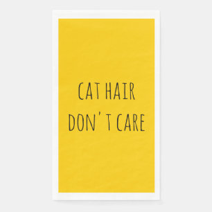 Cat Hair Don't Care Funny Joke Simple Yellow Napkin