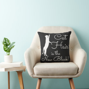 Cat Hair is the New Black Funny Throw Pillow
