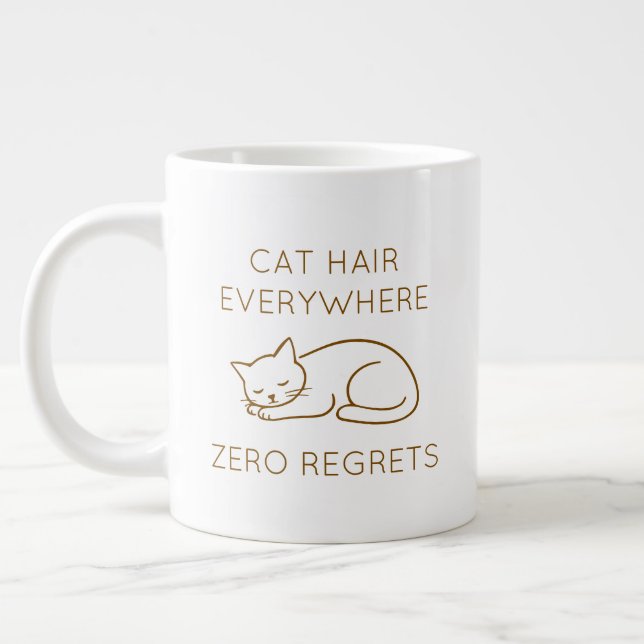 Cat hair zero regrets large coffee mug (Left)