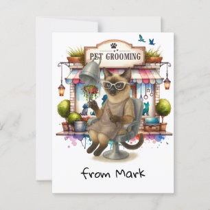 Cat Hairdresser Pet Grooming watercolor style Postcard