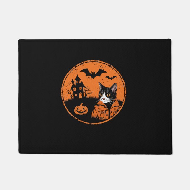 Cat Halloween Art 2024 Kitten Cats Men Women Kids  Doormat (Front)