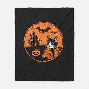 Cat Halloween Art 2024 Kitten Cats Men Women Kids Fleece Blanket