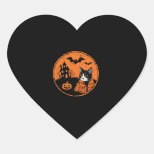 Cat Halloween Art 2024 Kitten Cats Men Women Kids Heart Sticker