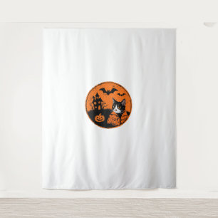 Cat Halloween Art 2024 Kitten Cats Men Women Kids Tapestry