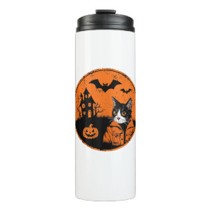Cat Halloween Art 2024 Kitten Cats Men Women Kids Thermal Tumbler