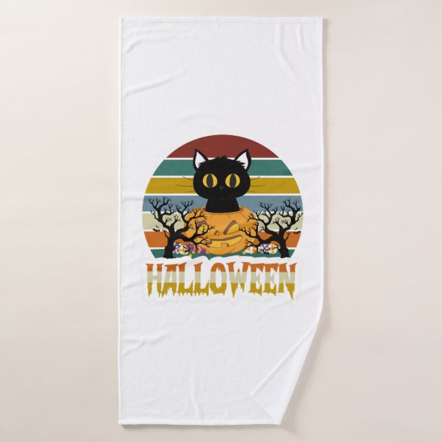 Cat Halloween     Bath Towel (Bath Towel)