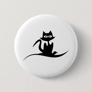 Cat Halloween Black Silhouette Spooky Animal Pet 6 Cm Round Badge