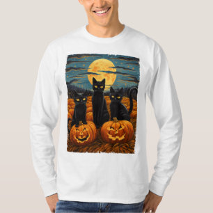 Cat Halloween Cat Lovers Starry Night Cat Van Gogh T-Shirt