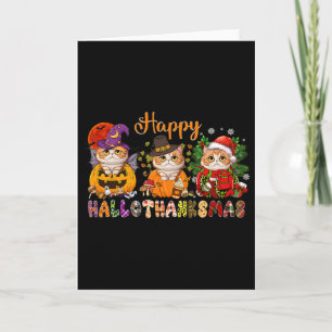 Cat Halloween Christmas Happy Hallothanksmas Thank Card