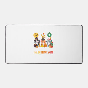 Cat Halloween Christmas Happy Hallothanksmas Thank Desk Mat