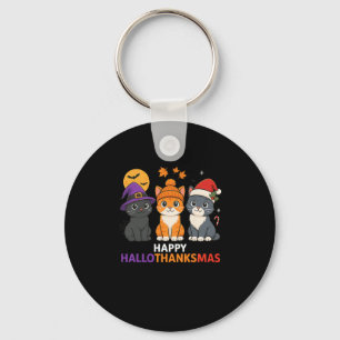 Cat Halloween Christmas Happy Hallothanksmas Thank Key Ring