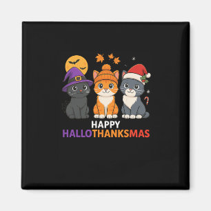 Cat Halloween Christmas Happy Hallothanksmas Thank Magnet