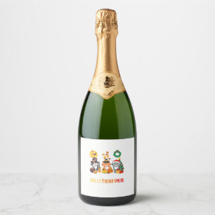 Cat Halloween Christmas Happy Hallothanksmas Thank Sparkling Wine Label