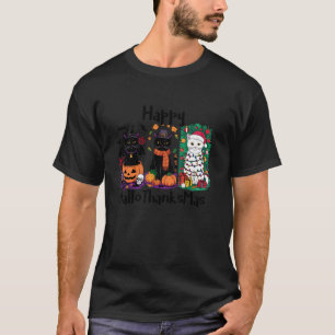 cat halloween christmas happy hallothanksmas thank T-Shirt