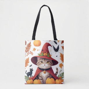 Cat Halloween Cute Adorable Funny Animal Cartoon Tote Bag