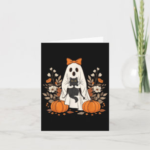 Cat Halloween Floral Vintage Ghost Funny Gifts Men Card