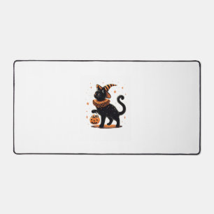 Cat Halloween Funny Spooky Season Cat Witch Pumpki Desk Mat