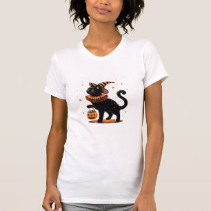 Cat Halloween Funny Spooky Season Cat Witch Pumpki T-Shirt