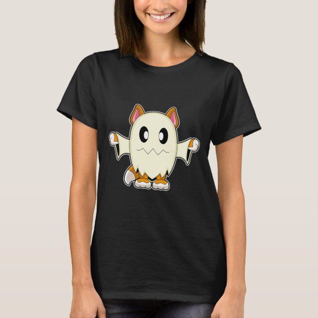 Cat Halloween Ghost T-Shirt (Front)
