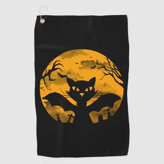Cat Halloween Golf Towel (Front)