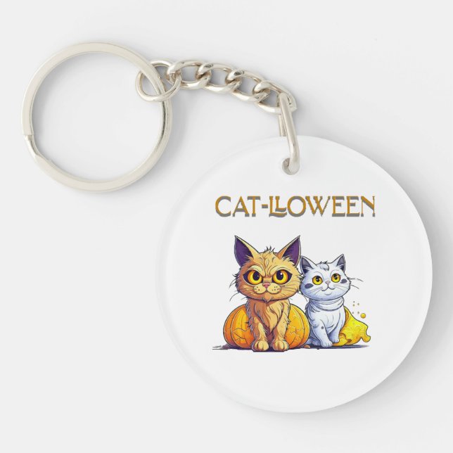 Cat Halloween  Key Ring (Front)