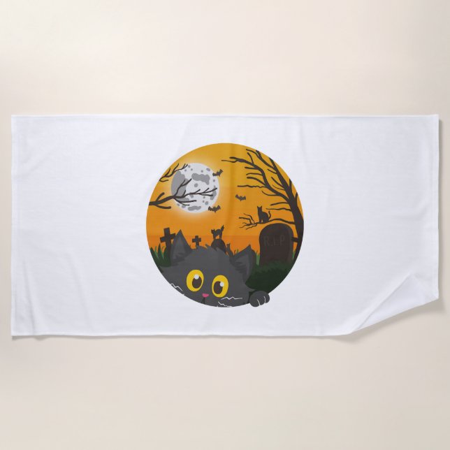 Cat Halloween Kitten Halloween Costume Beach Towel (Front)