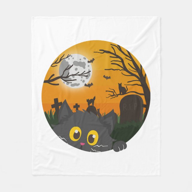 Cat Halloween Kitten Halloween Costume Fleece Blanket (Front)