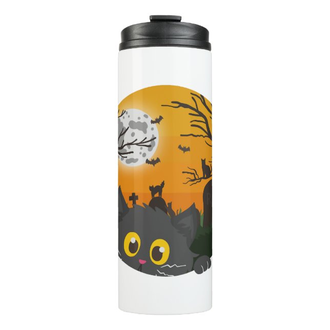 Cat Halloween Kitten Halloween Costume Thermal Tumbler (Front)