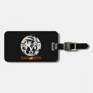 cat halloween luggage tag