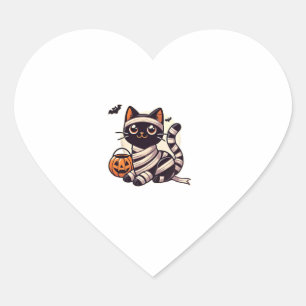 Cat Halloween Mummy Cute Cat Kids Heart Sticker