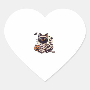 Cat Halloween Mummy Cute Cat Kids Heart Sticker
