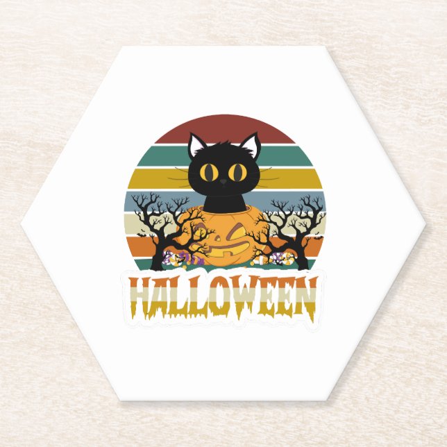 Cat Halloween     Paper Coaster (Front)