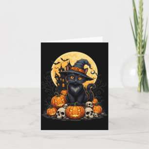 Cat Halloween Pumpkin Black Cat Black Performance Card
