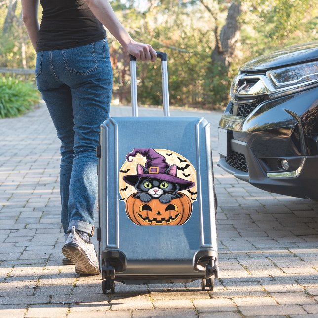 Cat Halloween Pumpkin Black Cat Oversized T-Shirt (Suitcase Insitu)